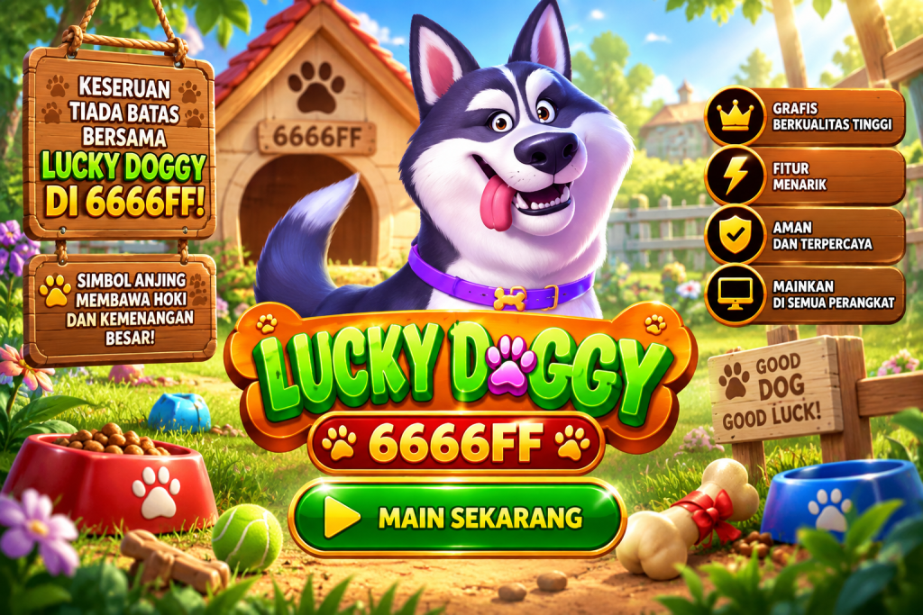 Game Lucky Doggy 6666FF dengan anjing husky lucu dan tema keberuntungan