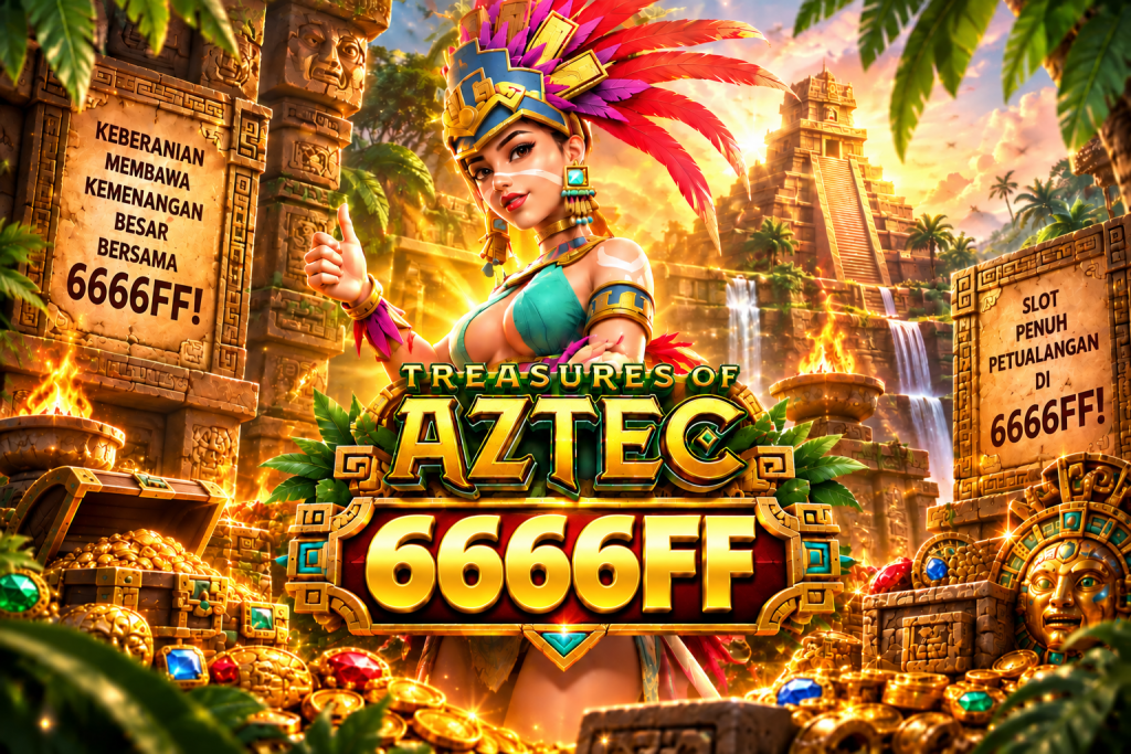 Game Treasures of Aztec 6666FF dengan putri Aztec, kuil kuno, harta emas, dan suasana petualangan