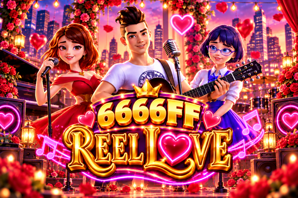6666FF Reel Love with romantic band, guitar and neon hearts